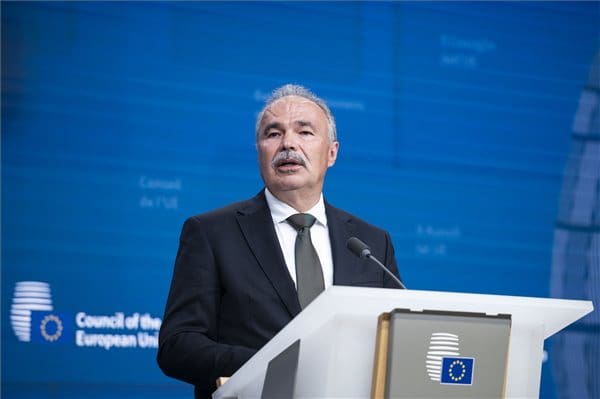 Nagy István agrárminiszter az Európai Unió agrárminisztereinek tanácsülése után tartott sajtótájékoztatón Brüsszelben 2024. július 15-én. MTI/Bodnár Boglárka