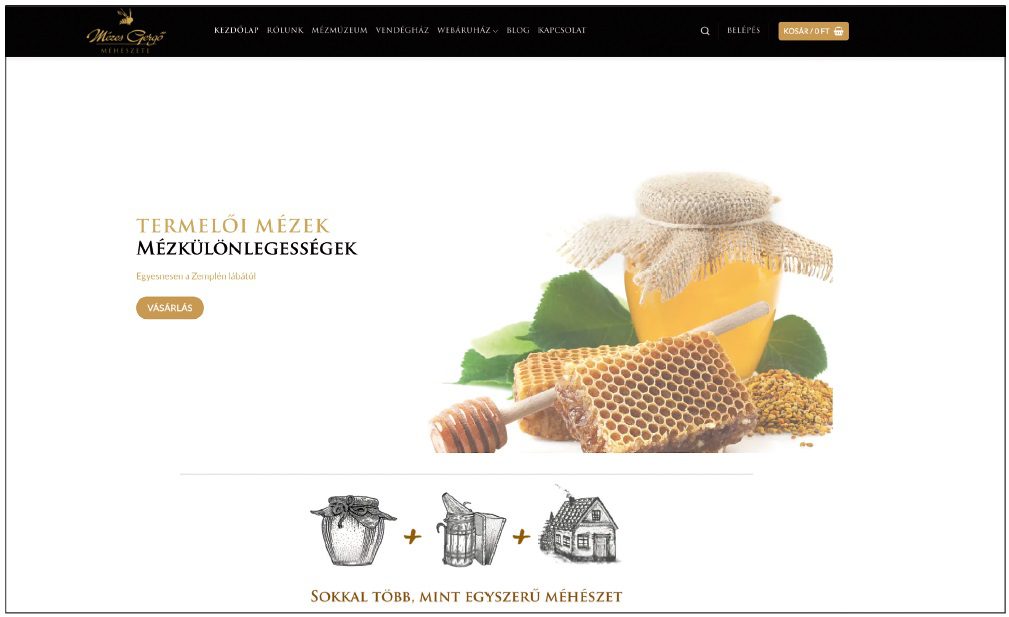 méhészet webshop webdesign weboldal