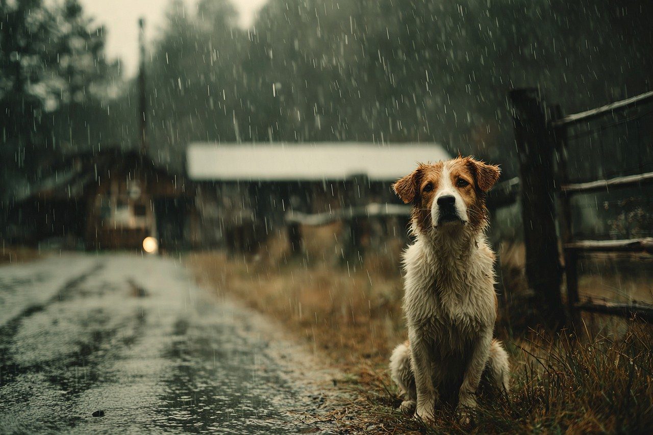 kutya eső csapadék tanya vidék időjárás