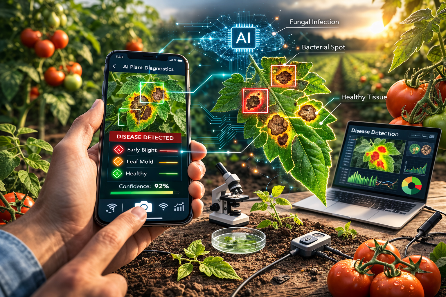 A paradicsom betegségeit vadássza az AI képelemző