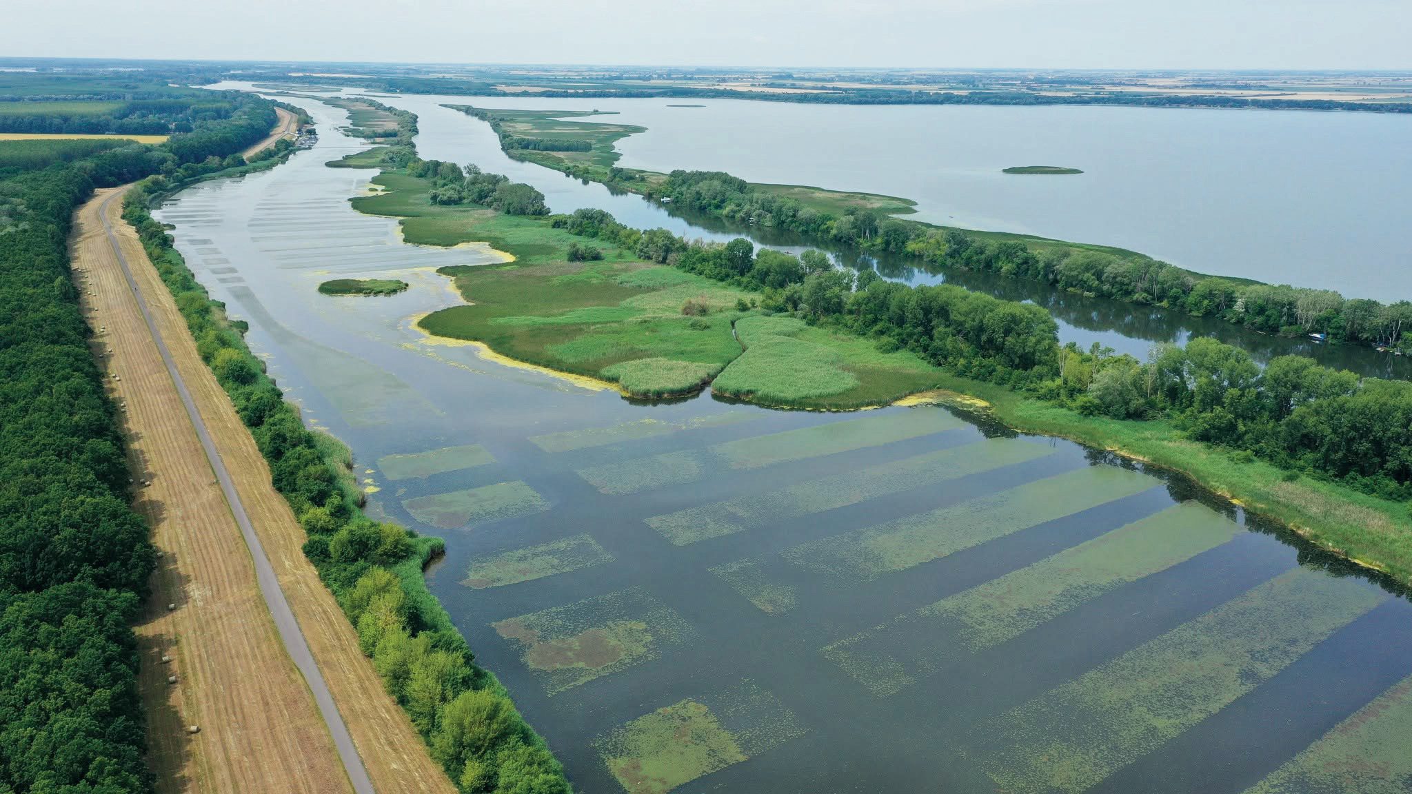 Maximális vízszint a Tisza tavon 2026 június elején.) Nem elég elzárni a zsilipeket; az ország felszíni vízkészleteivel való hatékony, rugalmas gazdálkodásra van szükség. (Fotó: KÖTIVIZIG)